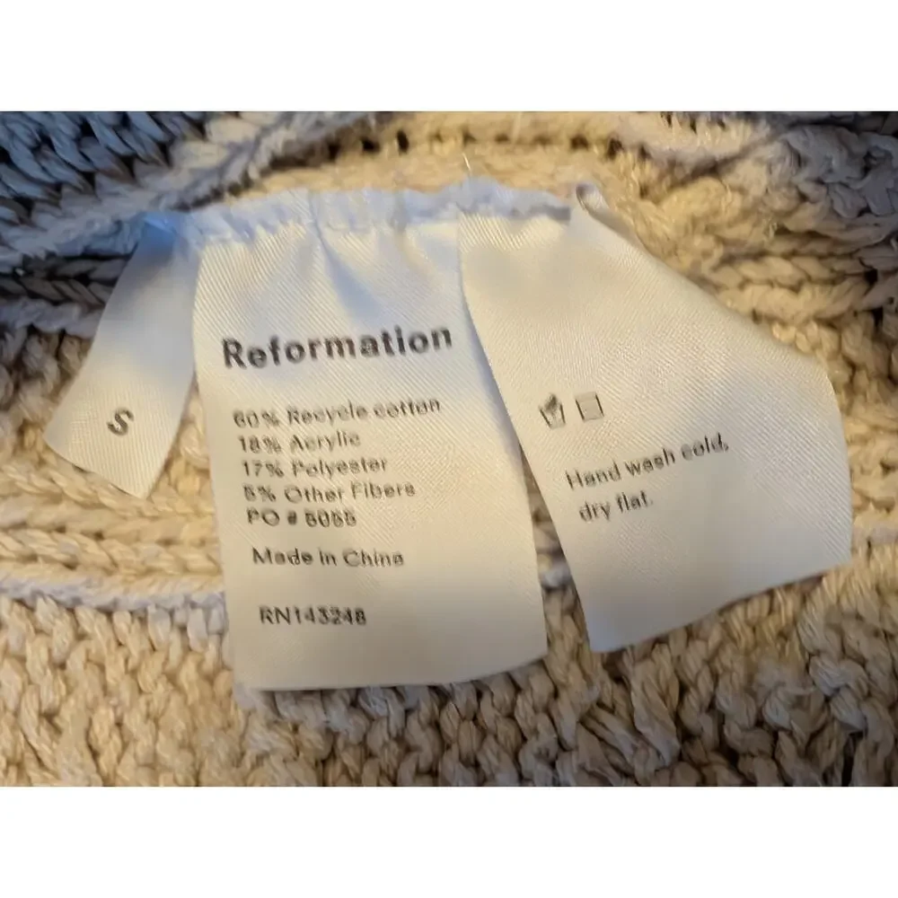 Reformation Annie Cable Knit Cropped Cardigan - Cream - Size Small - Picture 8 of 12